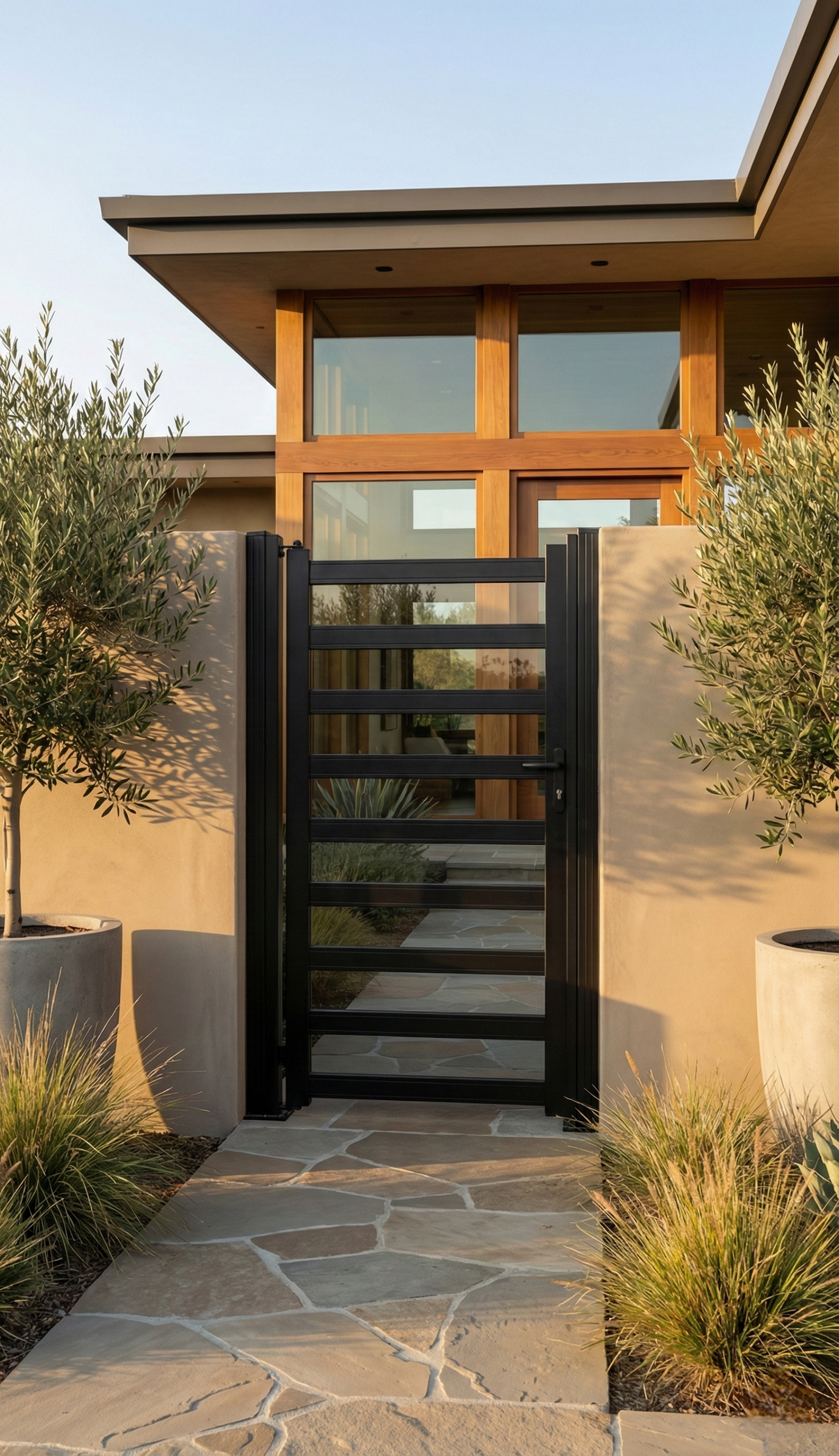 Modern Aluminium Glass Pedestrian Entry Gate