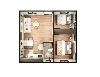 Prefab1® ADU-360 sq. ft. Luxury 2-Bed, 1-Bath Modular Home-Backyard House, Guest Suite
