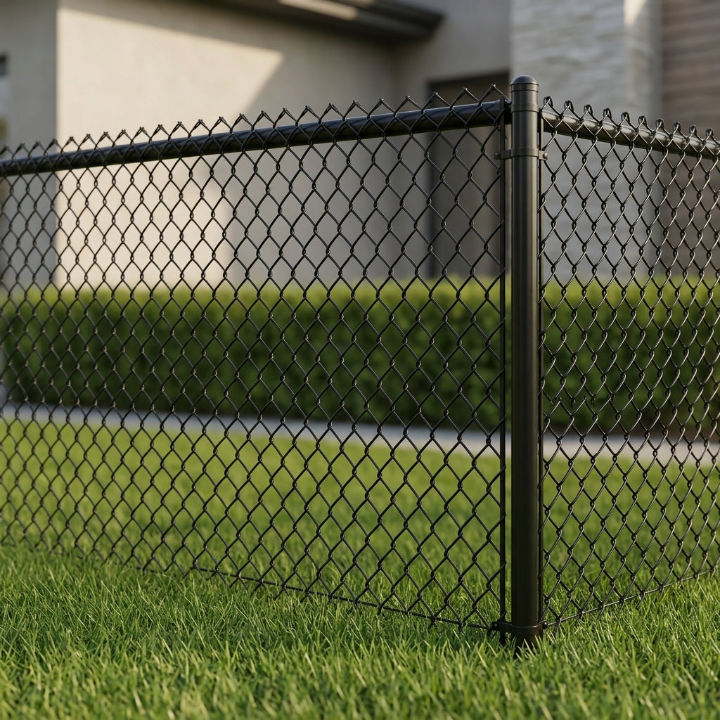 Black PVC-Coated Chain Link Fence Fabric - 6ft ft. x 50 ft. - 11.5 Gauge Core, Weather & Rust Resistant