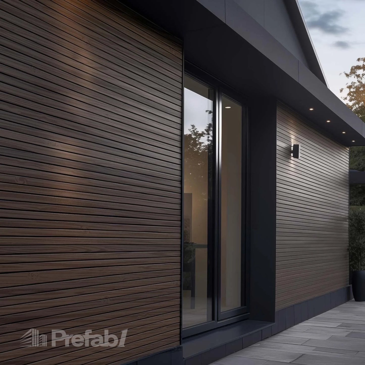 Prefab1® Walnut Exterior Composite Wood-Effect Slat Wall Panels