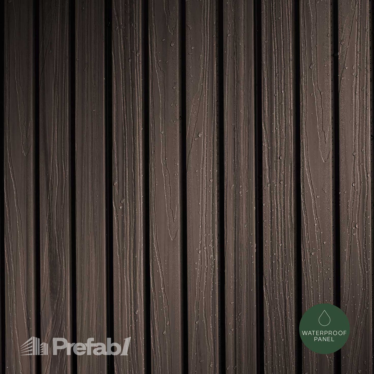 Prefab1® Walnut Exterior Composite Wood-Effect Slat Wall Panels