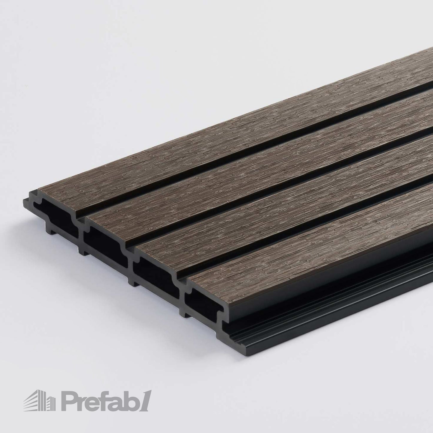 Prefab1® Walnut Exterior Composite Wood-Effect Slat Wall Panels