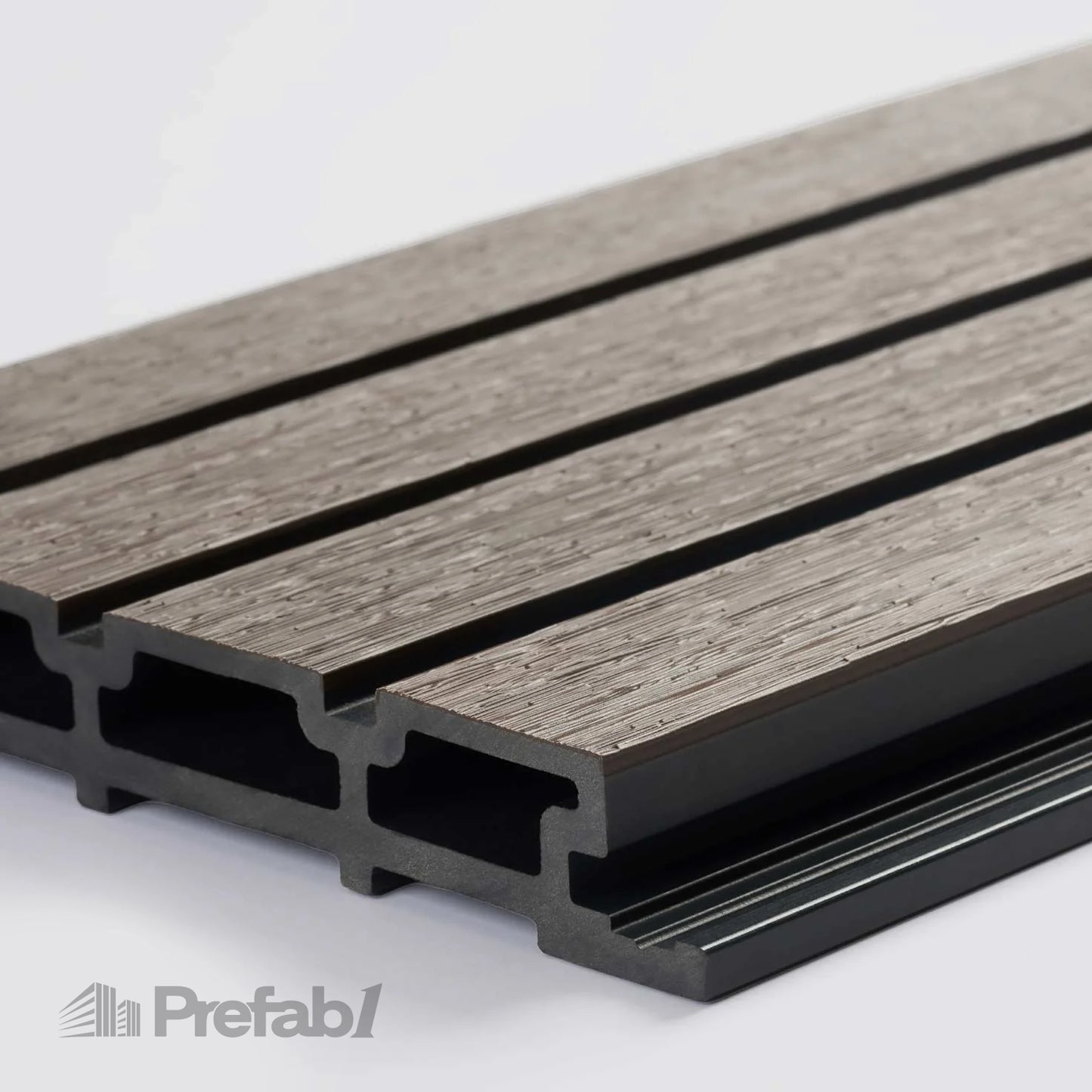 Prefab1® Walnut Exterior Composite Wood-Effect Slat Wall Panels