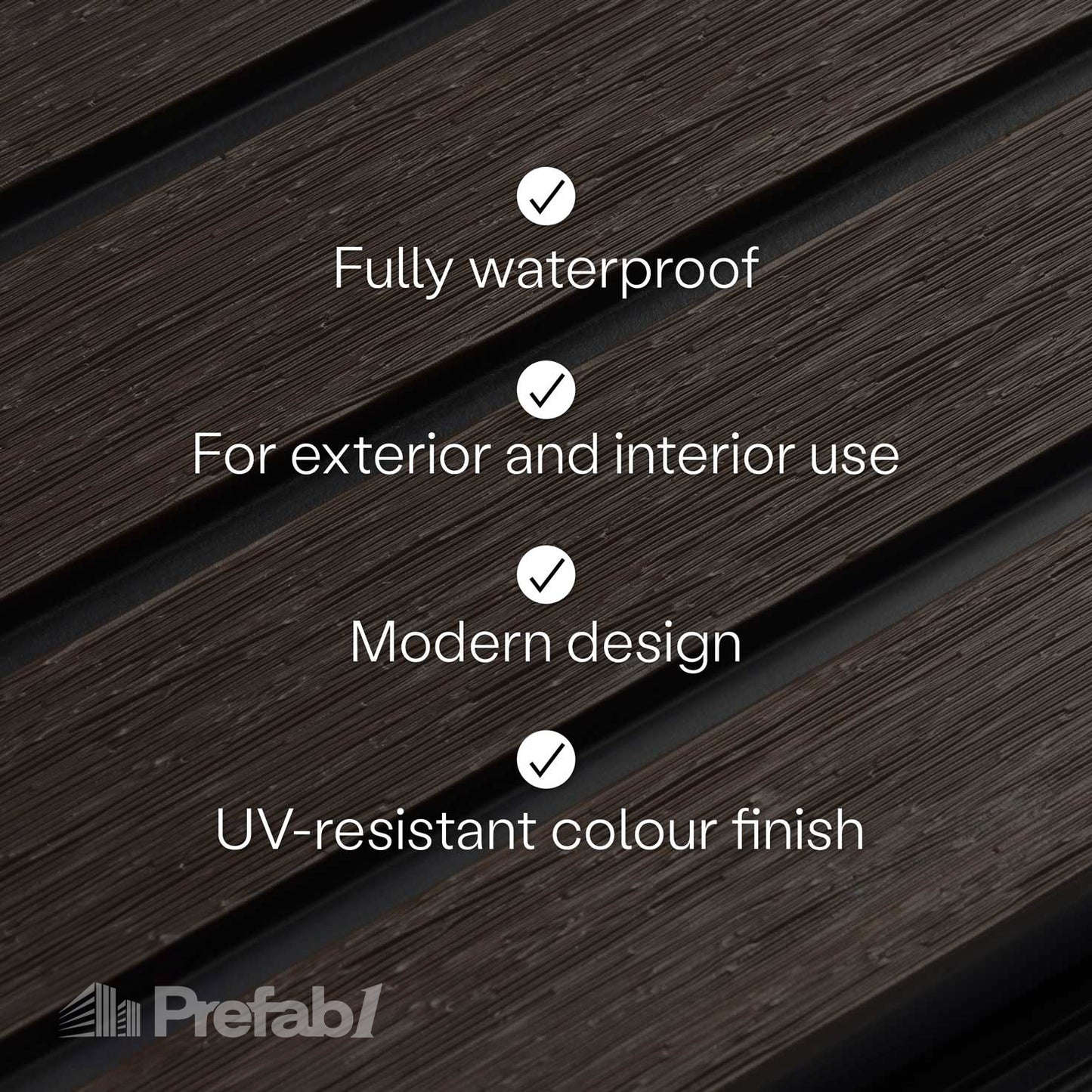 Prefab1® Walnut Exterior Composite Wood-Effect Slat Wall Panels