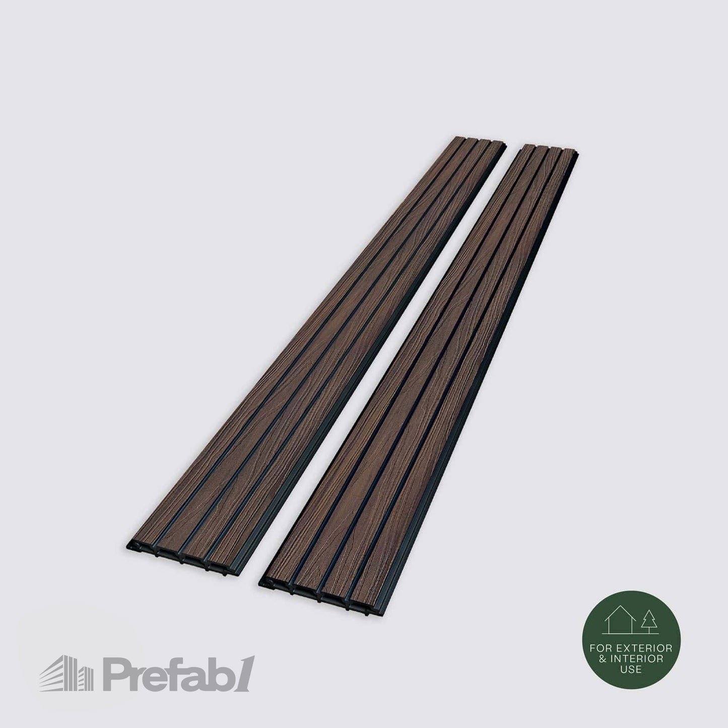 Prefab1® Walnut Exterior Composite Wood-Effect Slat Wall Panels