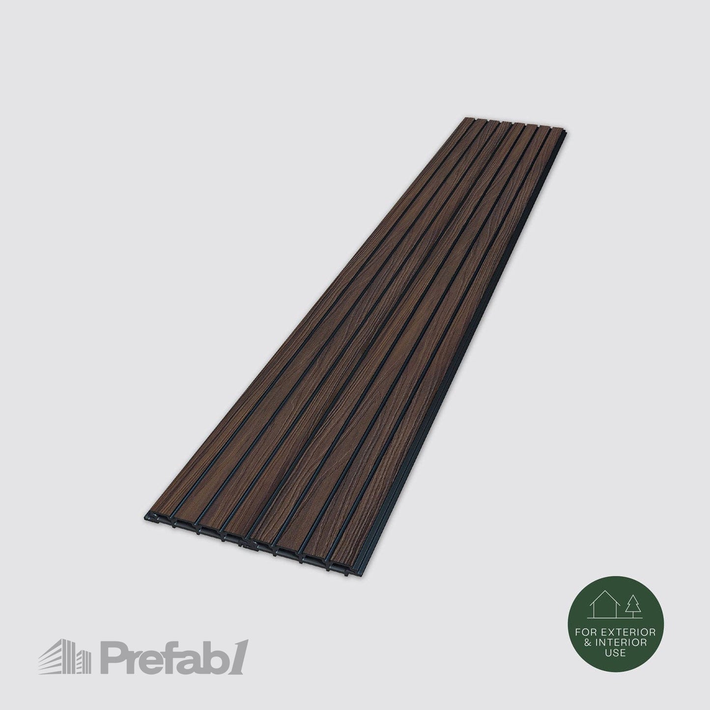 Prefab1® Walnut Exterior Composite Wood-Effect Slat Wall Panels