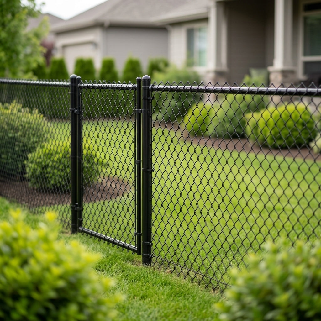 Black PVC-Coated Chain Link Fence Fabric - 6ft ft. x 50 ft. - 11.5 Gauge Core, Weather & Rust Resistant