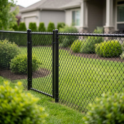 Black PVC-Coated Chain Link Fence Fabric - 6ft ft. x 50 ft. - 11.5 Gauge Core, Weather & Rust Resistant