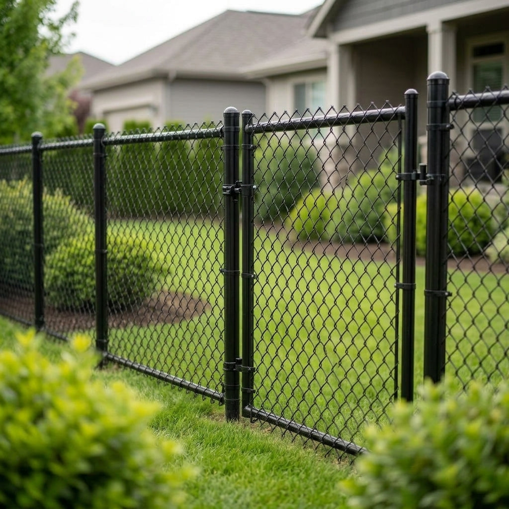 Black PVC-Coated Chain Link Fence Fabric - 6ft ft. x 50 ft. - 11.5 Gauge Core, Weather & Rust Resistant