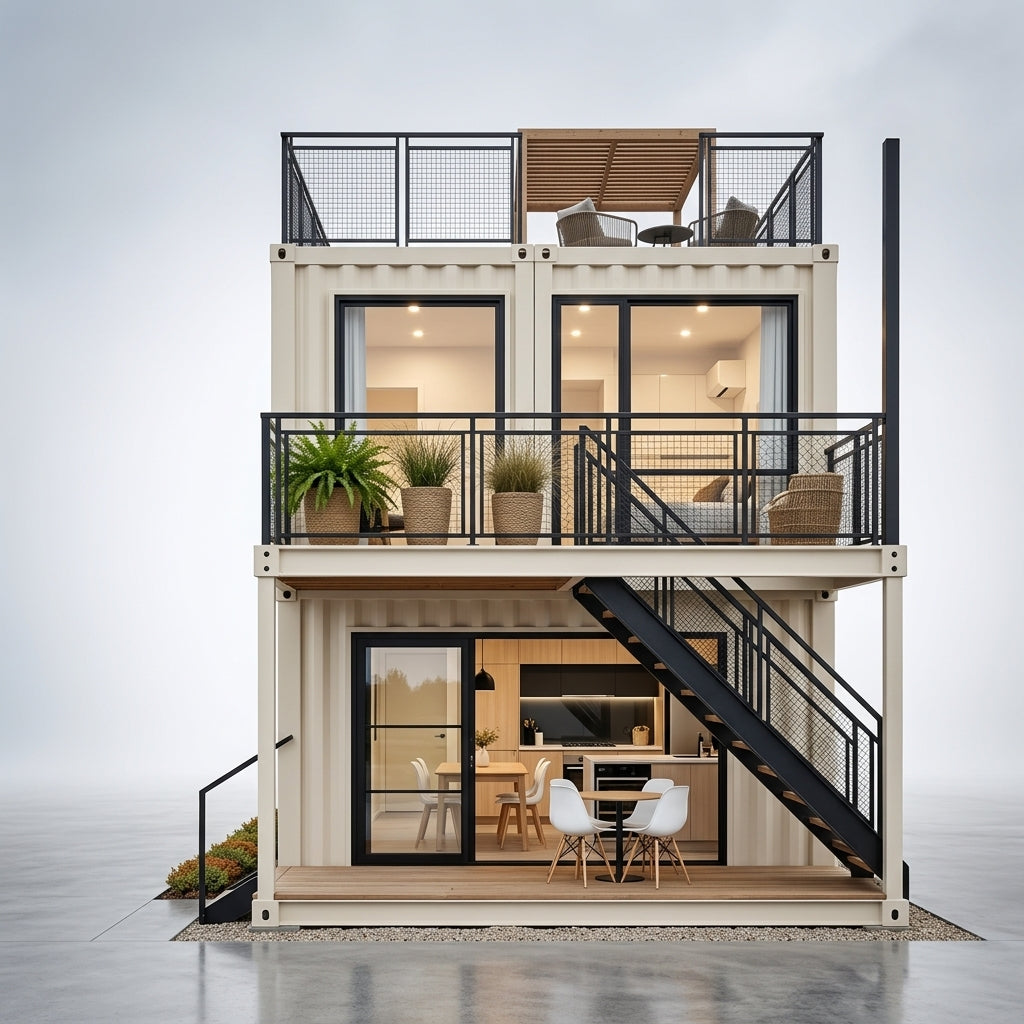 Prefab1 640 sq. ft. 2-Story Modern Luxury Container Home – Fully Installed, Turnkey Solution