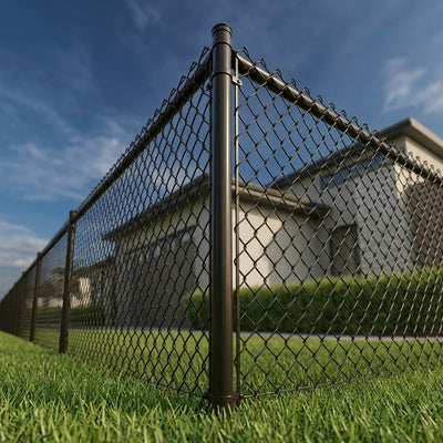 Black PVC-Coated Chain Link Fence Fabric - 5ft ft. x 50 ft. - 11.5 Gauge Core, Weather & Rust Resistant