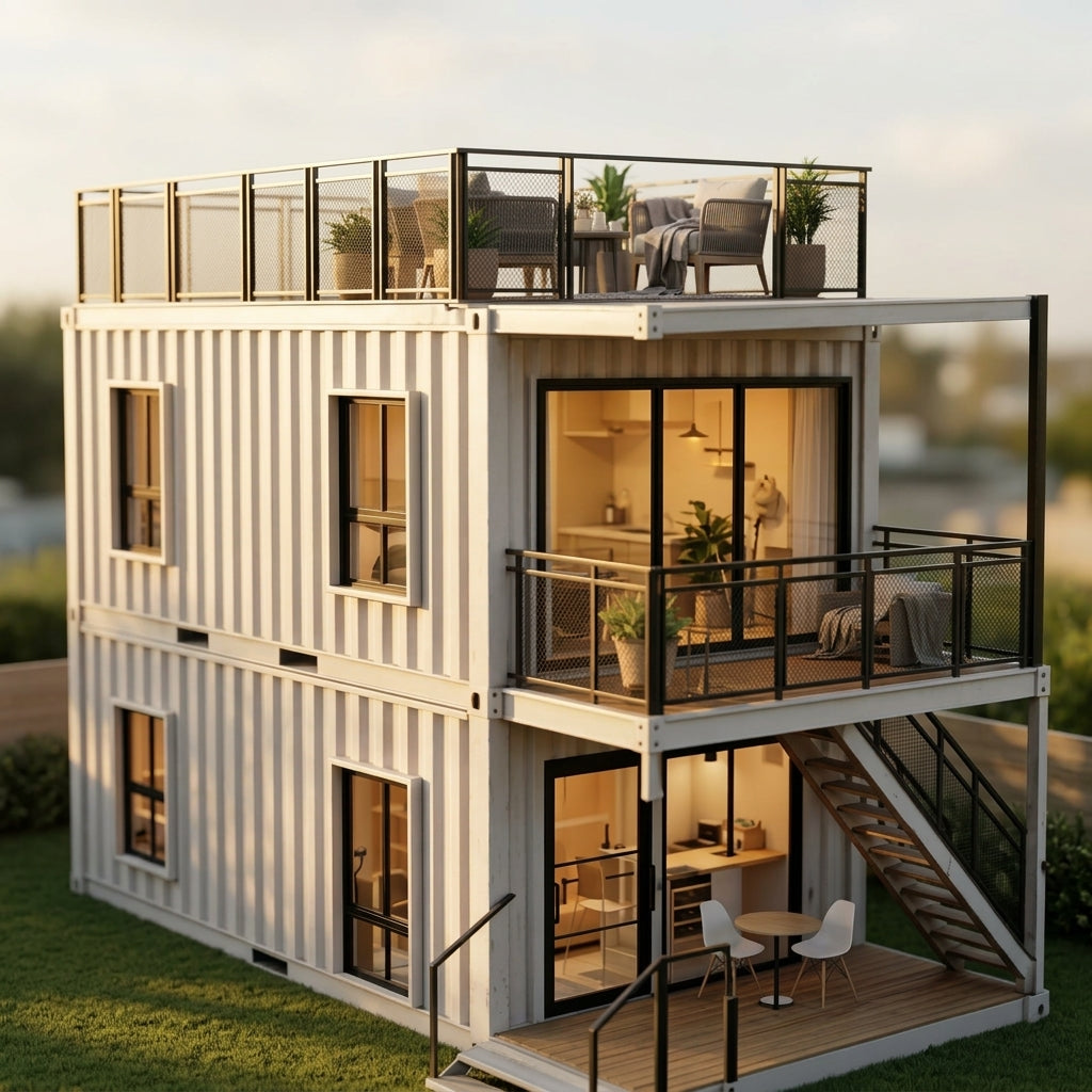 Prefab1 640 sq. ft. 2-Story Modern Luxury Container Home – Fully Installed, Turnkey Solution