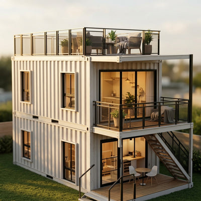 Prefab1 640 sq. ft. 2-Story Modern Luxury Container Home – Fully Installed, Turnkey Solution
