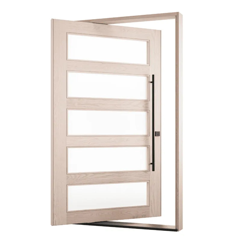 Prefab1, Custom 5 pane, Modern Pivot Front Door | Pre-Hung Exterior Entryway